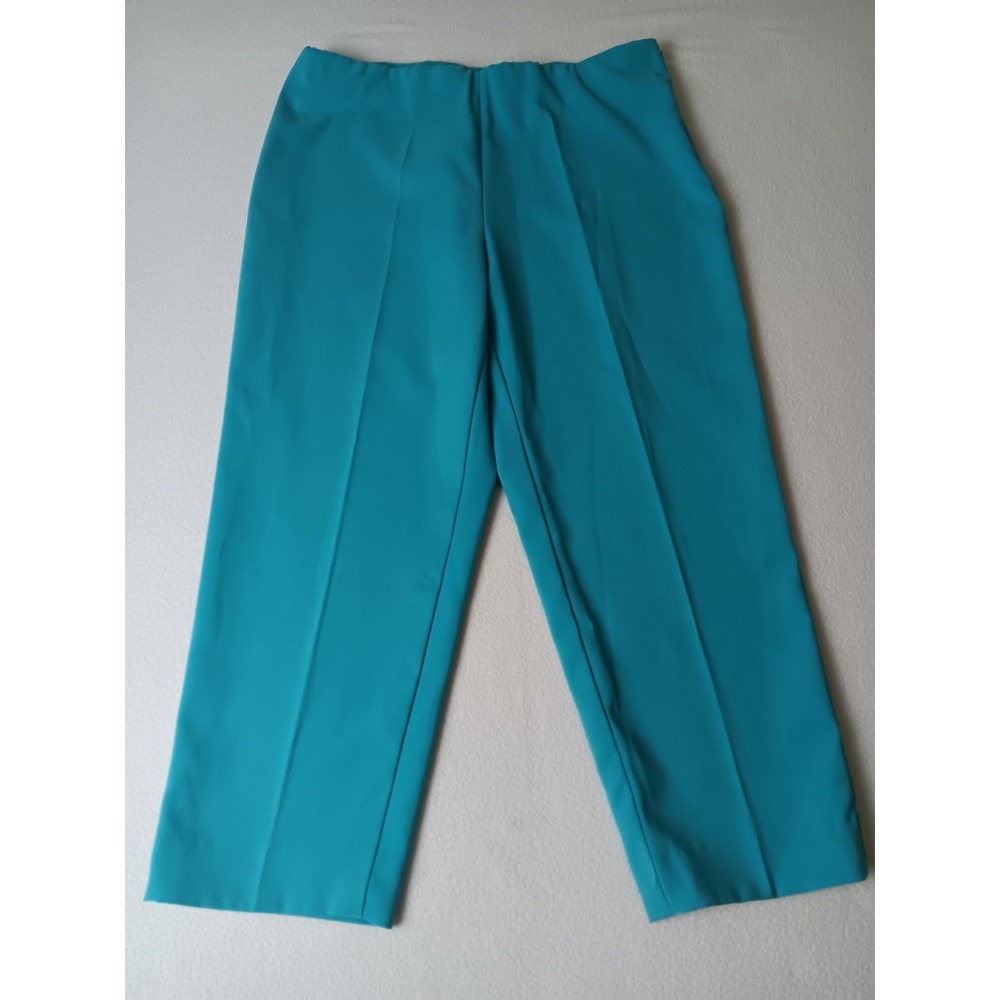 Krazy Larry Knit Dress Pants Womens 6 Blue Pull On Elastic Waist Capri Crop